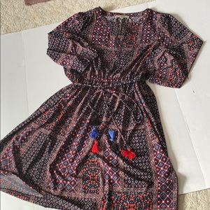 LOFT Tassel Tie Waist Dress